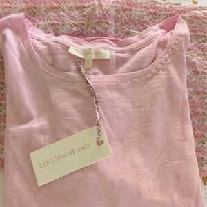 LoveShackFancy Pink Short Sleeve Tee Essential XL